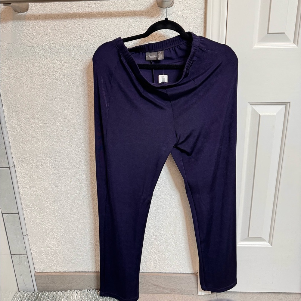 Chicos dark purple dress pants with elastic waistband